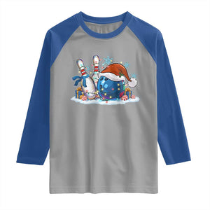 Funny Christmas Bowling Santa Hat Xmas Bowler Raglan Shirt TS11 Sport Gray Royal Print Your Wear