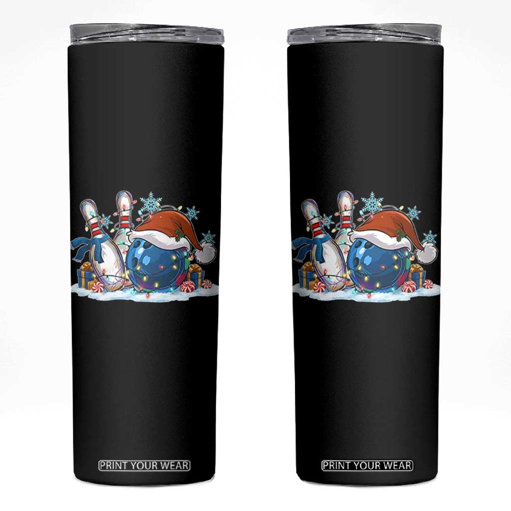 Funny Christmas Bowling Santa Hat Xmas Bowler Skinny Tumbler TS11 Black Print Your Wear