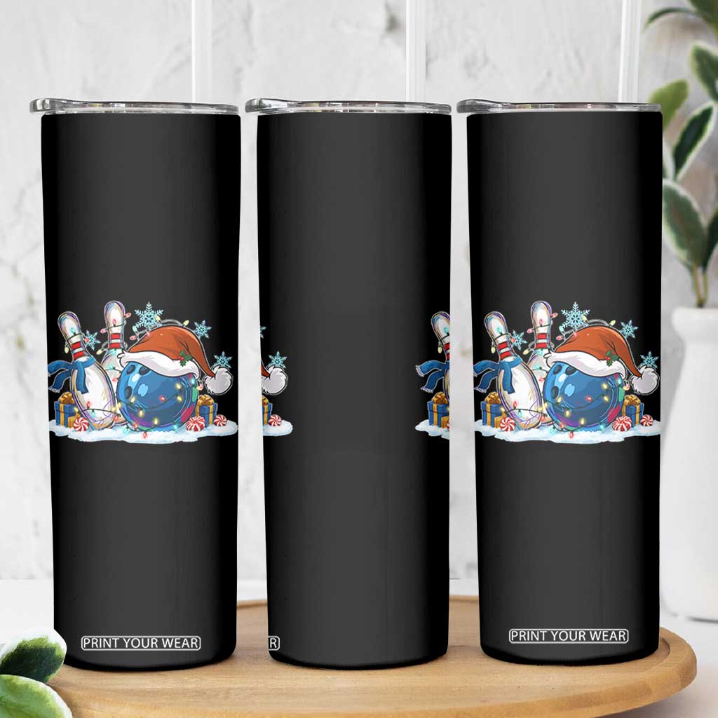 Funny Christmas Bowling Santa Hat Xmas Bowler Skinny Tumbler TS11 Print Your Wear