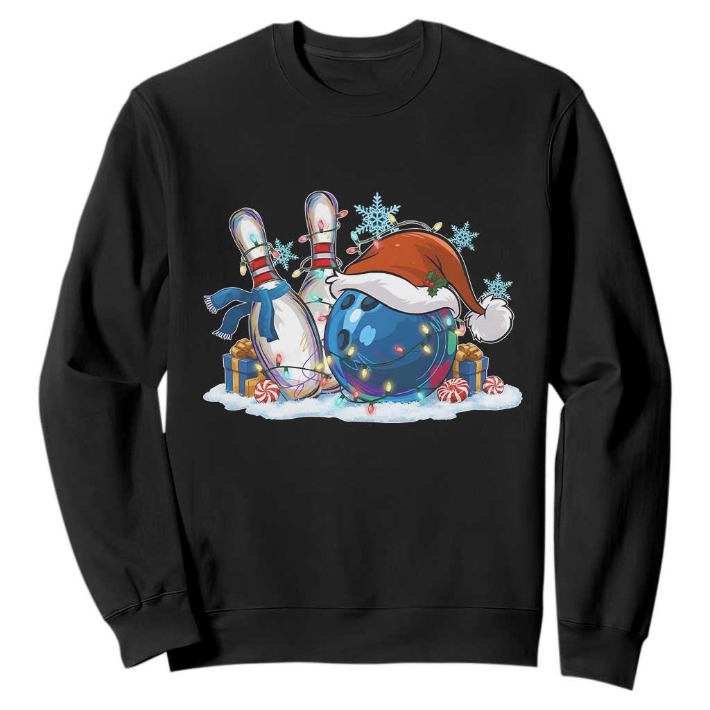 Funny Christmas Bowling Santa Hat Xmas Bowler Sweatshirt TS11 Black Print Your Wear