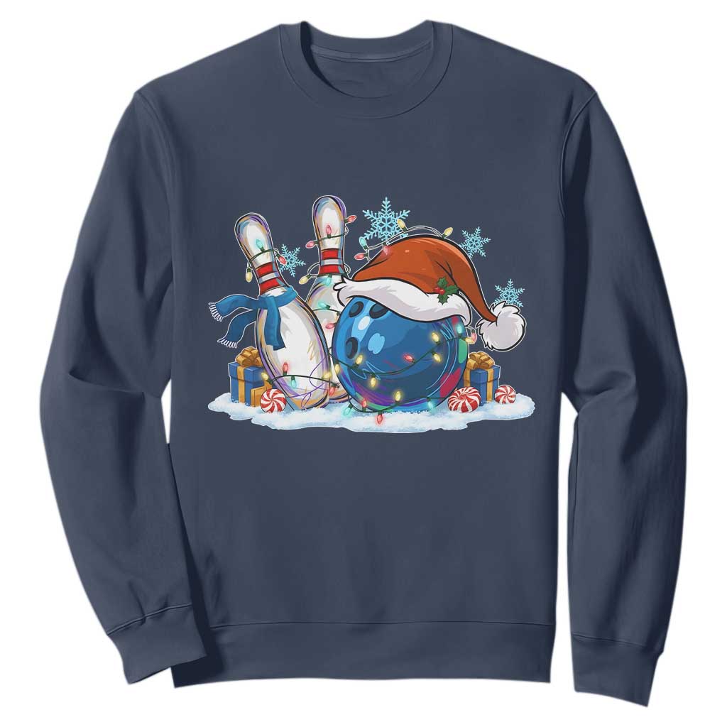 Funny Christmas Bowling Santa Hat Xmas Bowler Sweatshirt TS11 Navy Print Your Wear