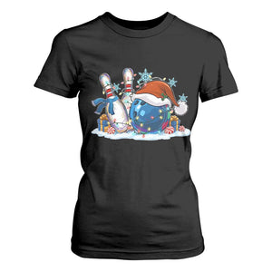 Funny Christmas Bowling Santa Hat Xmas Bowler T Shirt For Women TS11 Black Print Your Wear