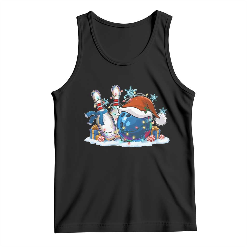 Funny Christmas Bowling Santa Hat Xmas Bowler Tank Top - Print Your Wear