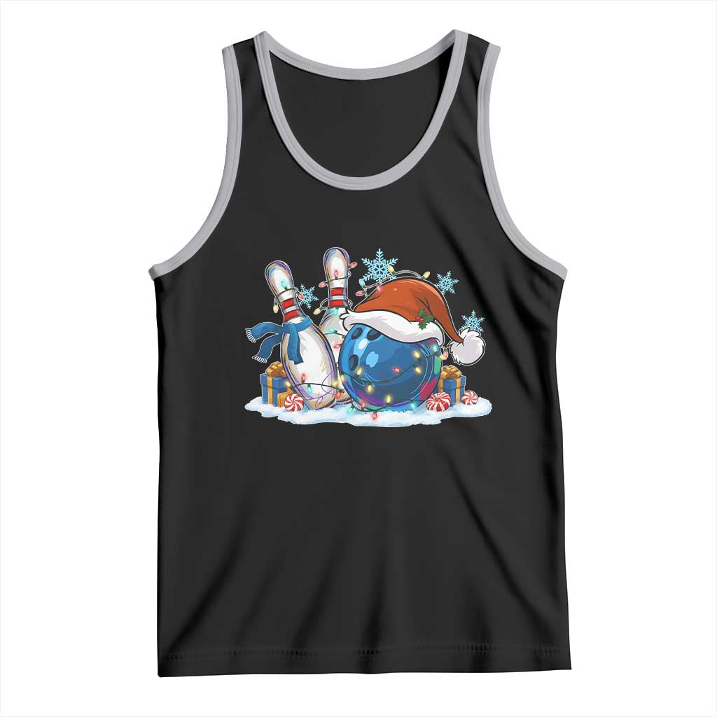 Funny Christmas Bowling Santa Hat Xmas Bowler Tank Top - Print Your Wear