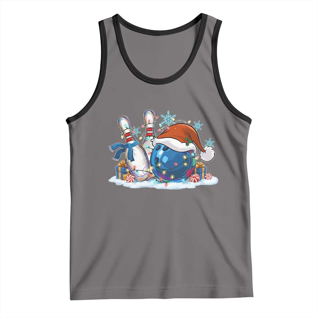 Funny Christmas Bowling Santa Hat Xmas Bowler Tank Top TS11 Deep Heather Black Print Your Wear