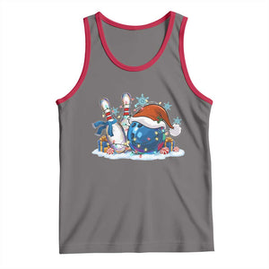 Funny Christmas Bowling Santa Hat Xmas Bowler Tank Top TS11 Deep Heather Red Print Your Wear
