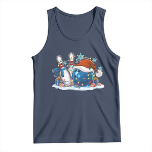 Funny Christmas Bowling Santa Hat Xmas Bowler Tank Top - Print Your Wear