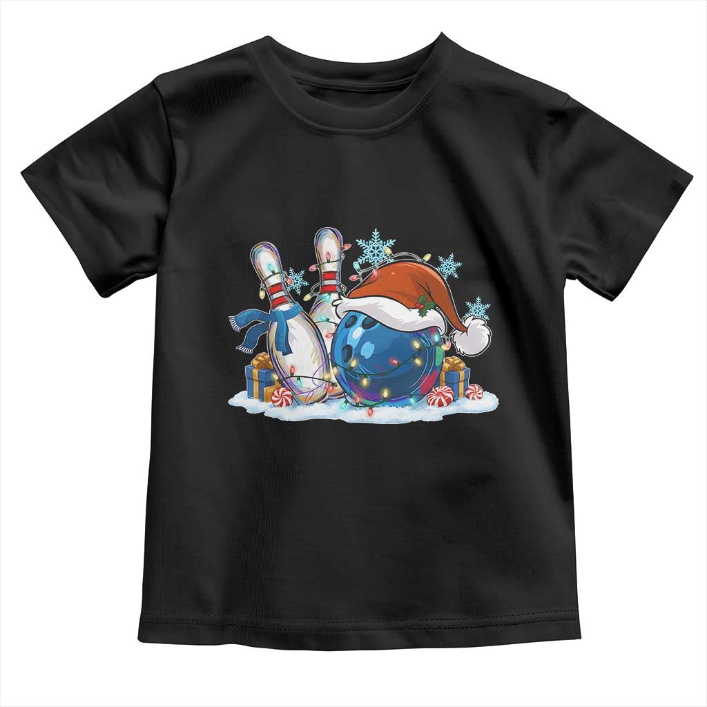 Funny Christmas Bowling Santa Hat Xmas Bowler Toddler T Shirt TS11 Black Print Your Wear