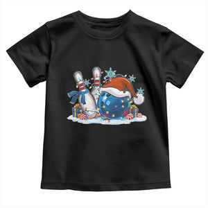 Funny Christmas Bowling Santa Hat Xmas Bowler Toddler T Shirt TS11 Black Print Your Wear