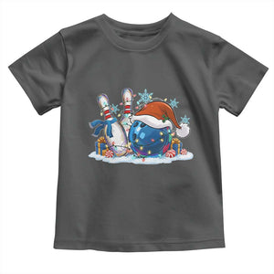 Funny Christmas Bowling Santa Hat Xmas Bowler Toddler T Shirt TS11 Dark Heather Print Your Wear