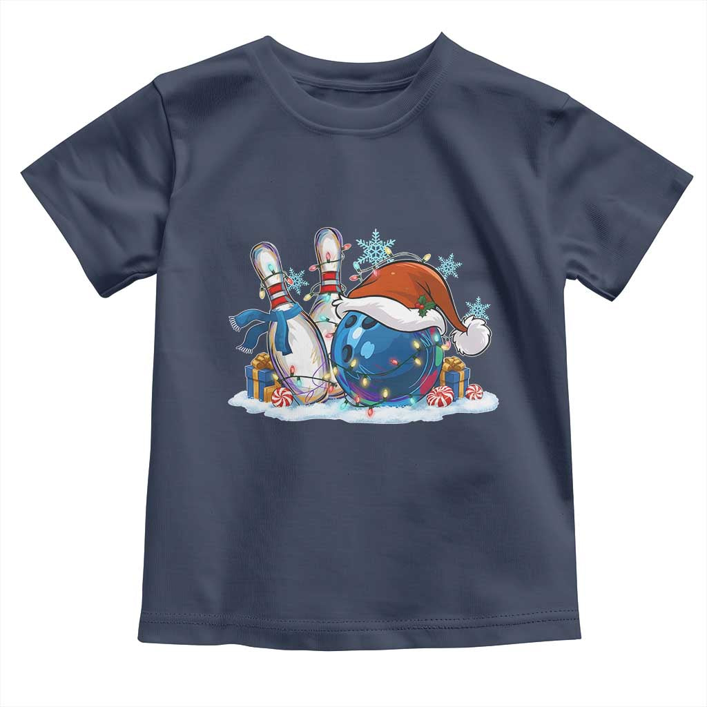 Funny Christmas Bowling Santa Hat Xmas Bowler Toddler T Shirt TS11 Navy Print Your Wear