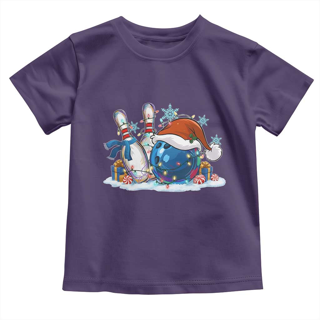 Funny Christmas Bowling Santa Hat Xmas Bowler Toddler T Shirt TS11 Purple Print Your Wear
