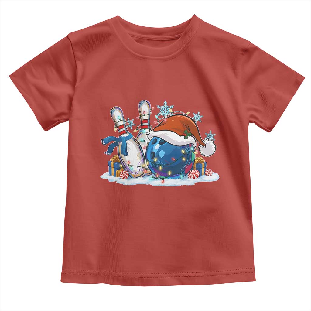 Funny Christmas Bowling Santa Hat Xmas Bowler Toddler T Shirt TS11 Red Print Your Wear
