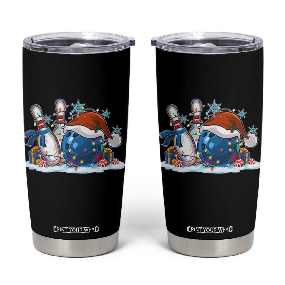 Funny Christmas Bowling Santa Hat Xmas Bowler Tumbler Cup TS11 Black Print Your Wear