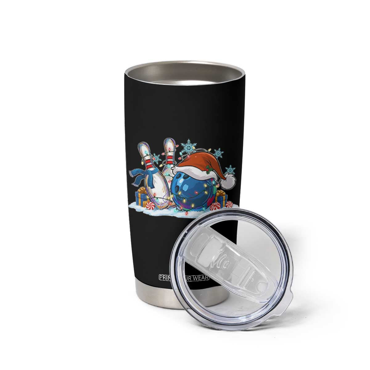 Funny Christmas Bowling Santa Hat Xmas Bowler Tumbler Cup TS11 Print Your Wear