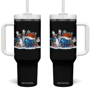 Funny Christmas Bowling Santa Hat Xmas Bowler Tumbler With Handle TS11 One Size: 40 oz Black Print Your Wear