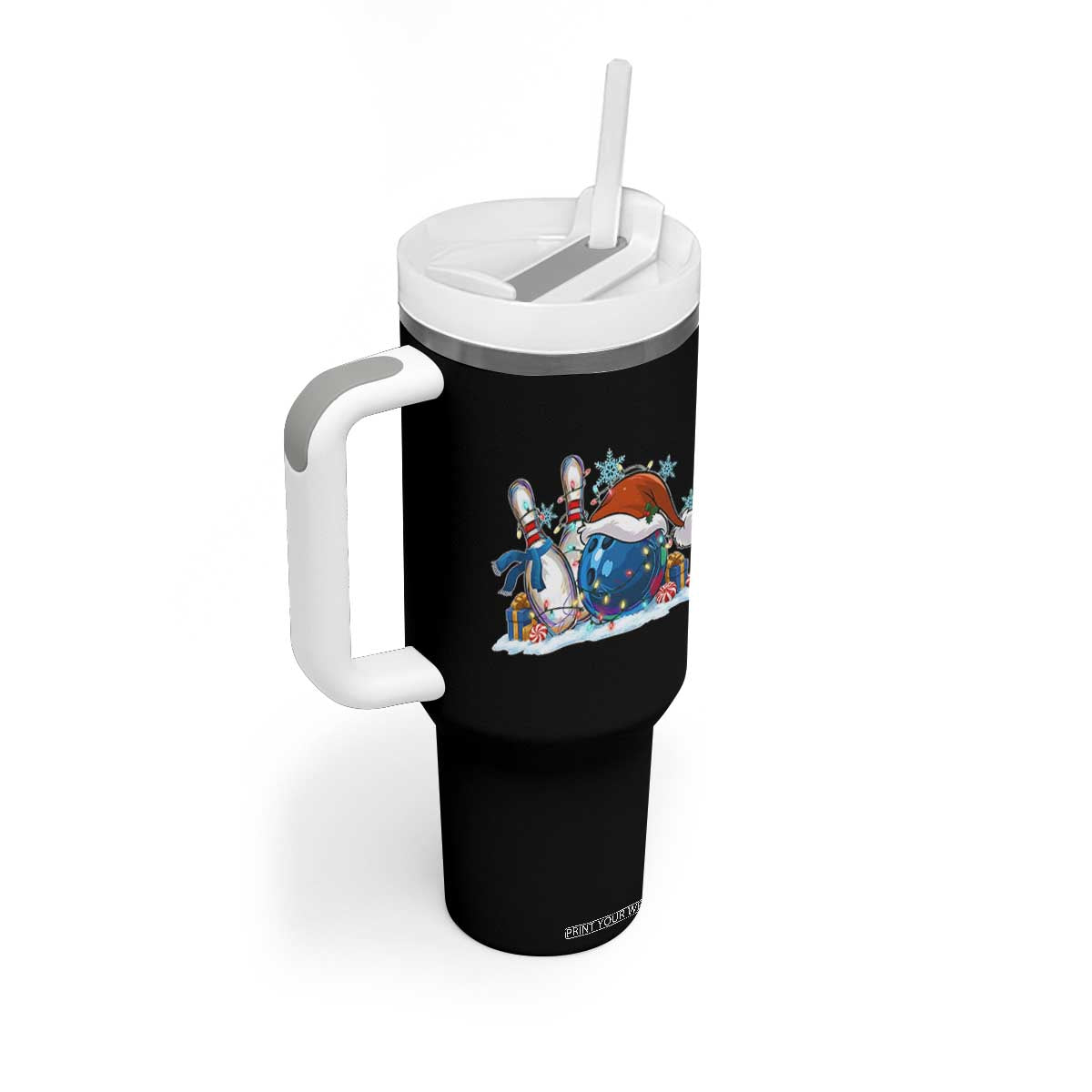 Funny Christmas Bowling Santa Hat Xmas Bowler Tumbler With Handle TS11 Print Your Wear