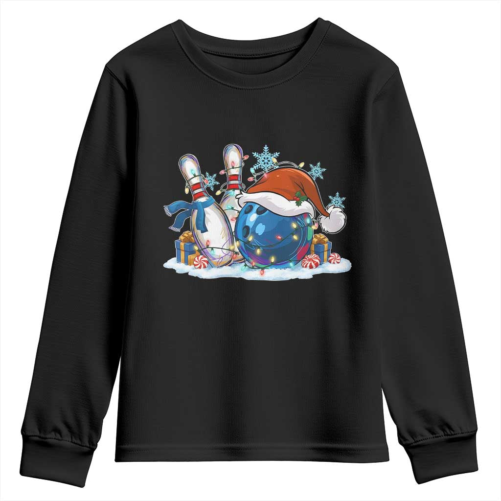 Funny Christmas Bowling Santa Hat Xmas Bowler Youth Sweatshirt TS11 Black Print Your Wear