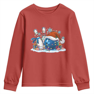 Funny Christmas Bowling Santa Hat Xmas Bowler Youth Sweatshirt TS11 Red Print Your Wear