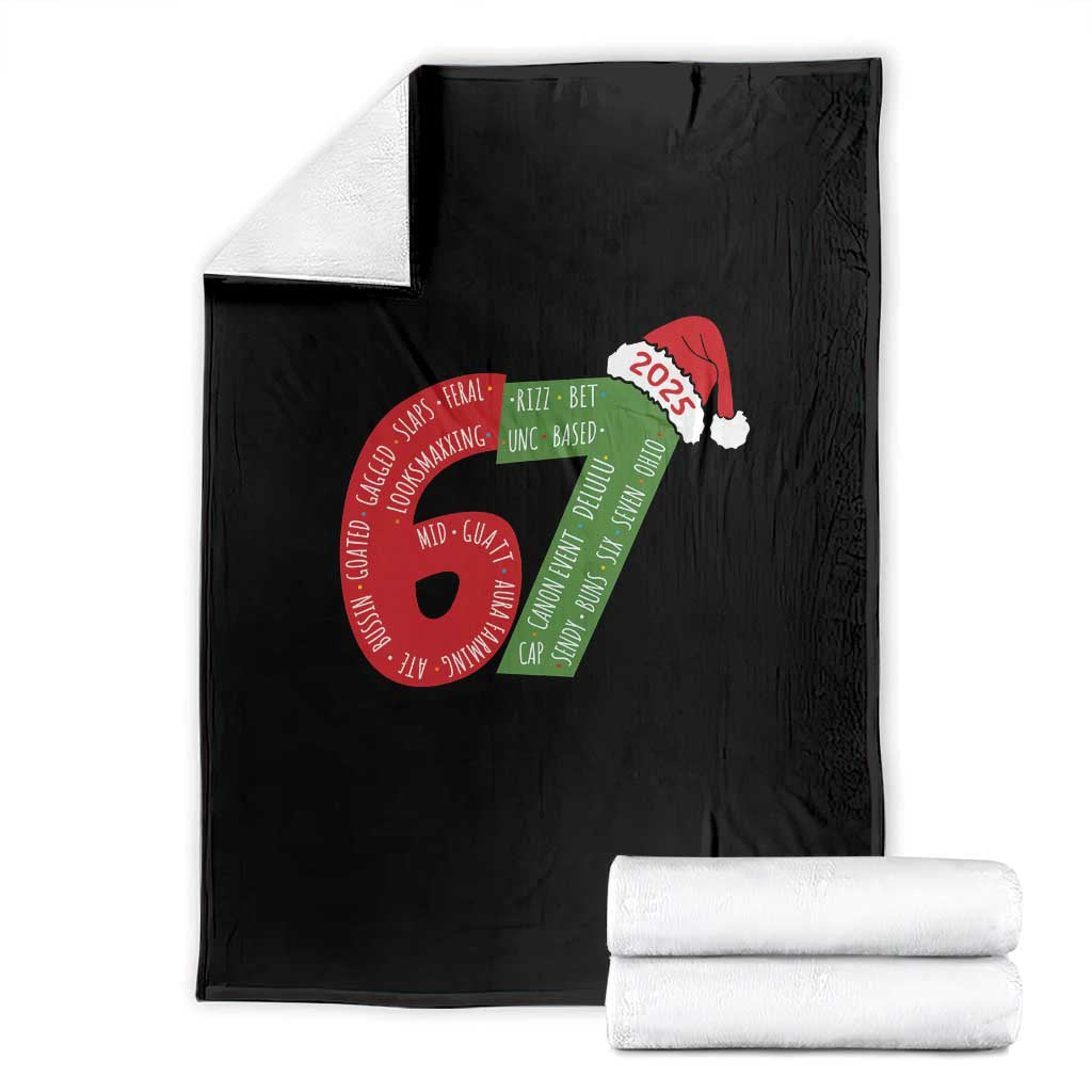 Funny 67 Christmas Throw Blanket Rizz Aura Farming Bussin Six Seven Meme Gen Alpha TS11 Black Print Your Wear