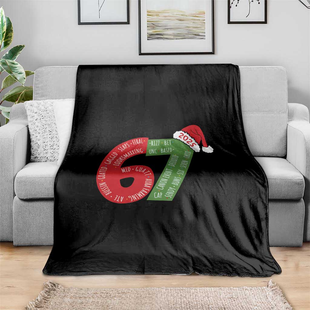 Funny 67 Christmas Throw Blanket Rizz Aura Farming Bussin Six Seven Meme Gen Alpha TS11 Print Your Wear