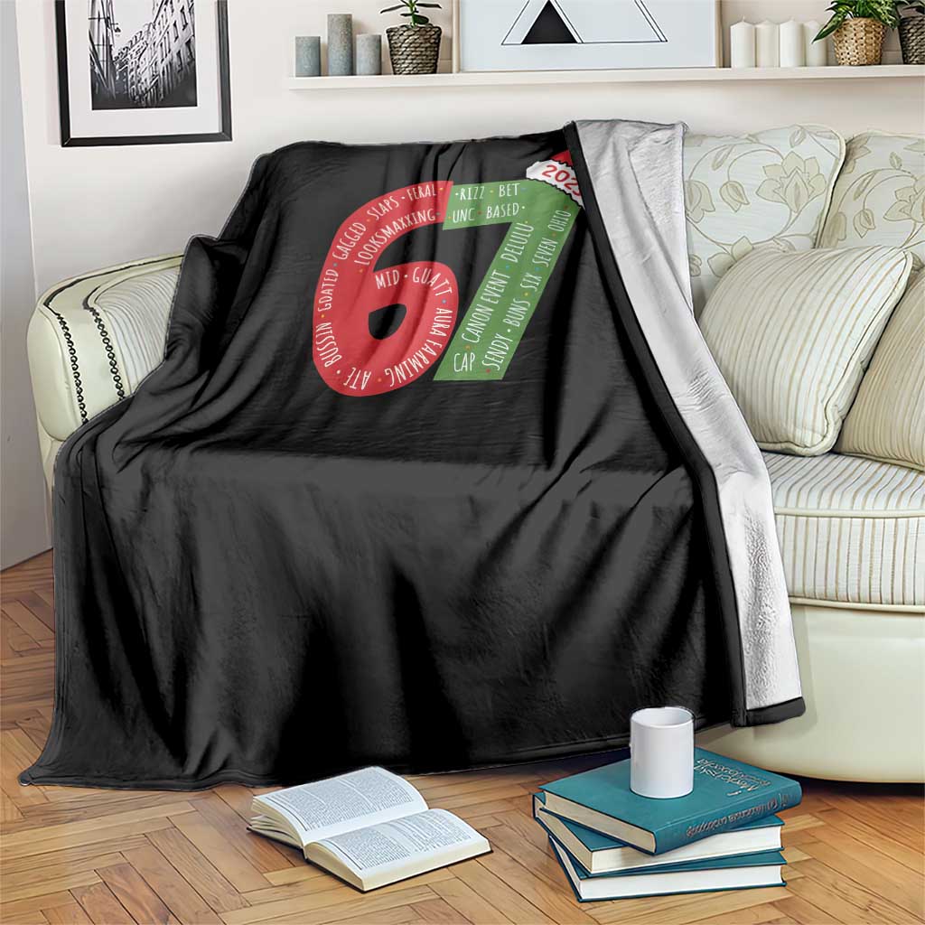 Funny 67 Christmas Throw Blanket Rizz Aura Farming Bussin Six Seven Meme Gen Alpha TS11 Print Your Wear