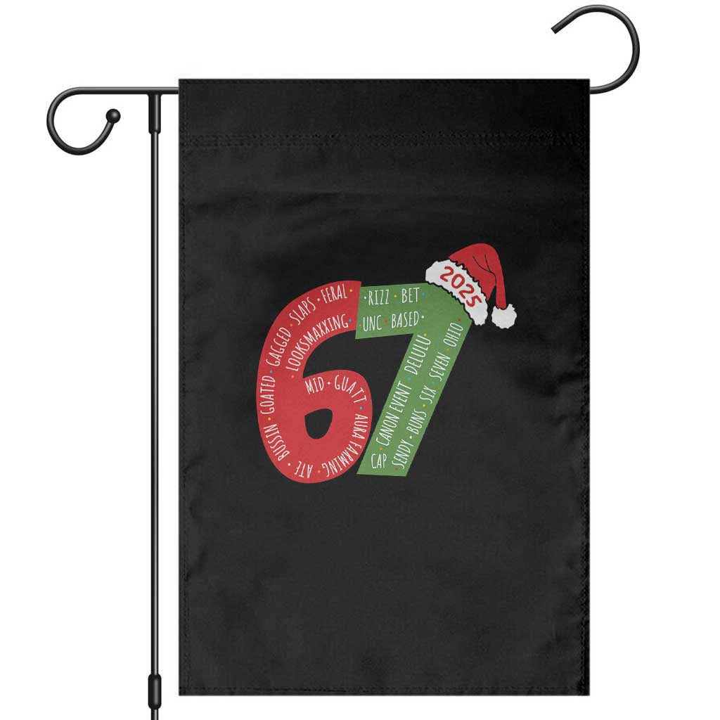 Funny 67 Christmas Garden Flag Rizz Aura Farming Bussin Six Seven Meme Gen Alpha TS11 Black Print Your Wear