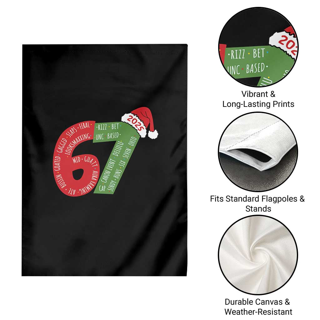 Funny 67 Christmas Garden Flag Rizz Aura Farming Bussin Six Seven Meme Gen Alpha TS11 Print Your Wear