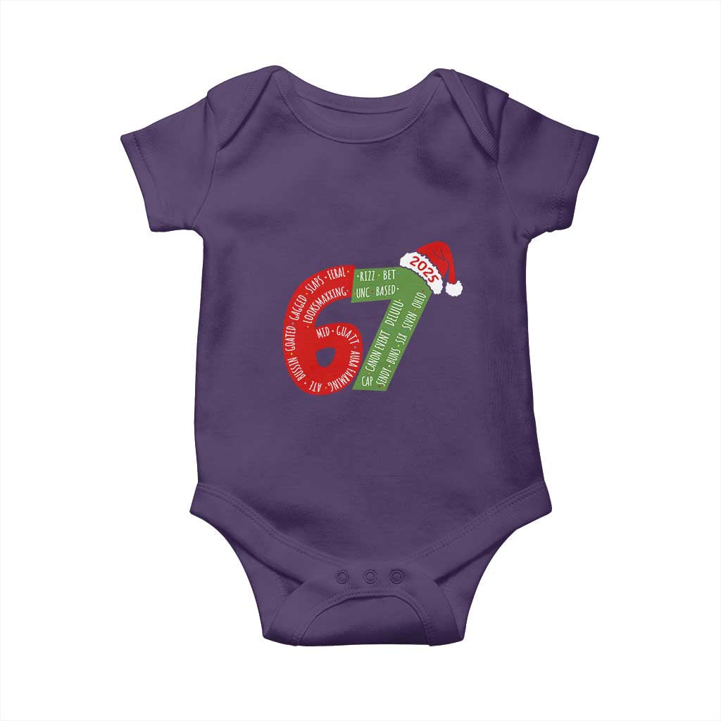 Funny 67 Christmas Baby Onesie Rizz Aura Farming Bussin Six Seven Meme Gen Alpha TS11 Purple Print Your Wear