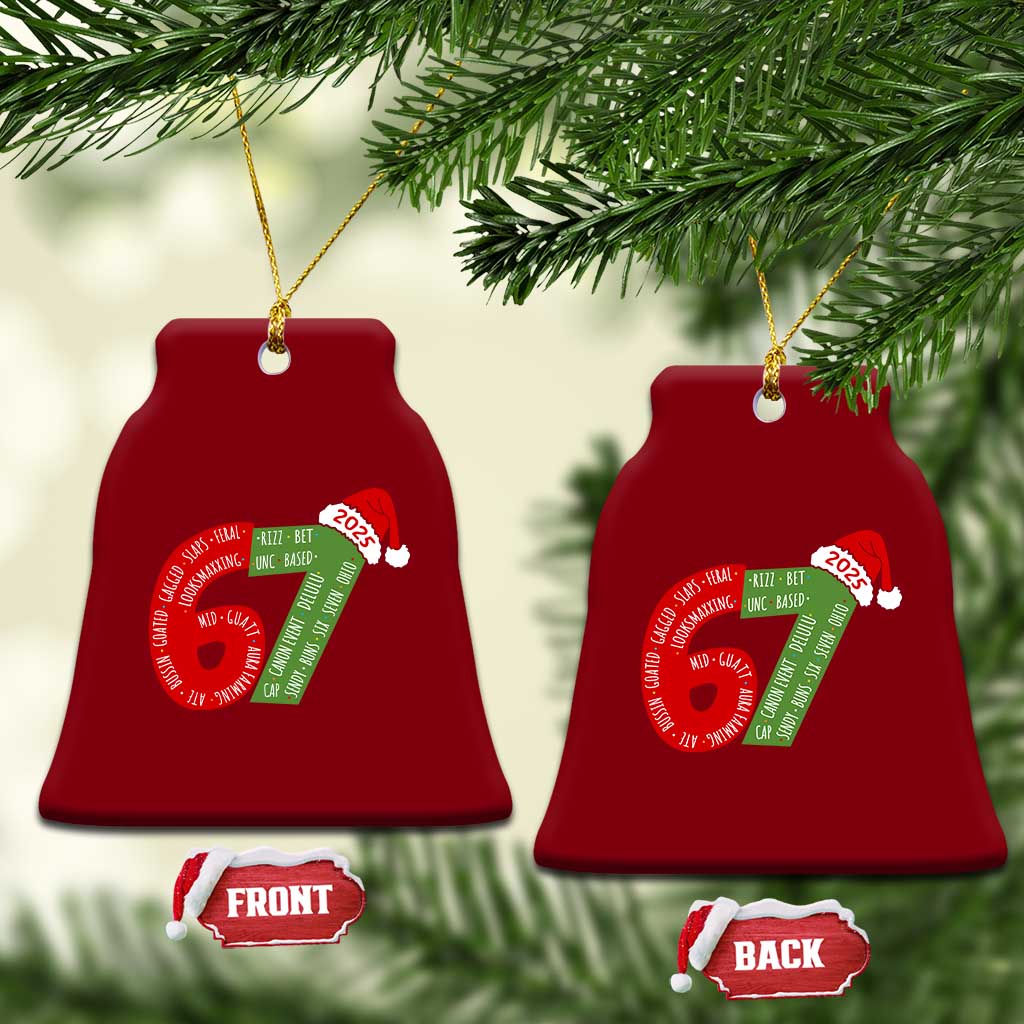 Funny 67 Christmas Ceramic Ornament Rizz Aura Farming Bussin Six Seven Meme Gen Alpha TS11 Print Your Wear