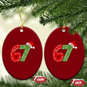 Funny 67 Christmas Ceramic Ornament Rizz Aura Farming Bussin Six Seven Meme Gen Alpha TS11 Print Your Wear