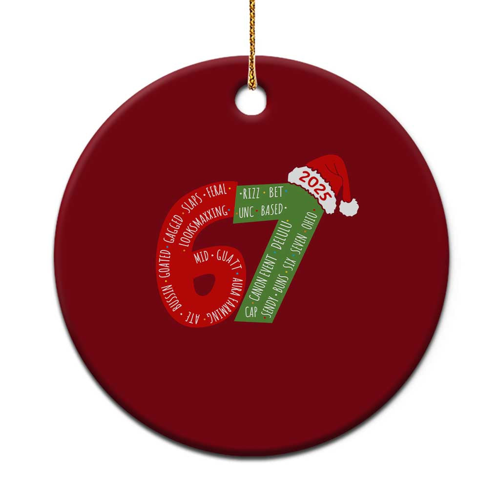Funny 67 Christmas Ceramic Ornament Rizz Aura Farming Bussin Six Seven Meme Gen Alpha TS11 1pc Red Print Your Wear
