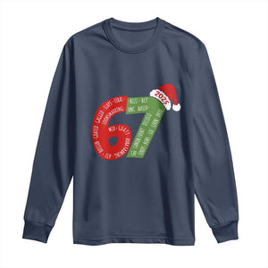 Funny 67 Christmas Long Sleeve Shirt Rizz Aura Farming Bussin Six Seven Meme Gen Alpha TS11 Navy Print Your Wear