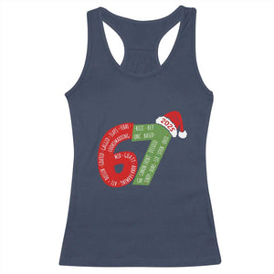 Funny 67 Christmas Racerback Tank Top Rizz Aura Farming Bussin Six Seven Meme Gen Alpha TS11 Navy Print Your Wear