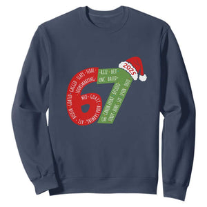 Funny 67 Christmas Sweatshirt Rizz Aura Farming Bussin Six Seven Meme Gen Alpha TS11 Navy Print Your Wear