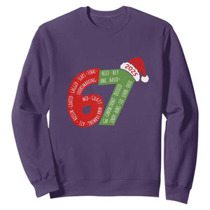 Funny 67 Christmas Sweatshirt Rizz Aura Farming Bussin Six Seven Meme Gen Alpha TS11 Purple Print Your Wear