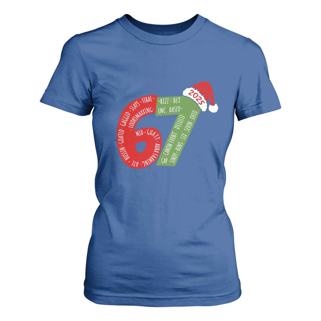 Funny 67 Christmas T Shirt For Women Rizz Aura Farming Bussin Six Seven Meme Gen Alpha TS11 Royal Blue Print Your Wear