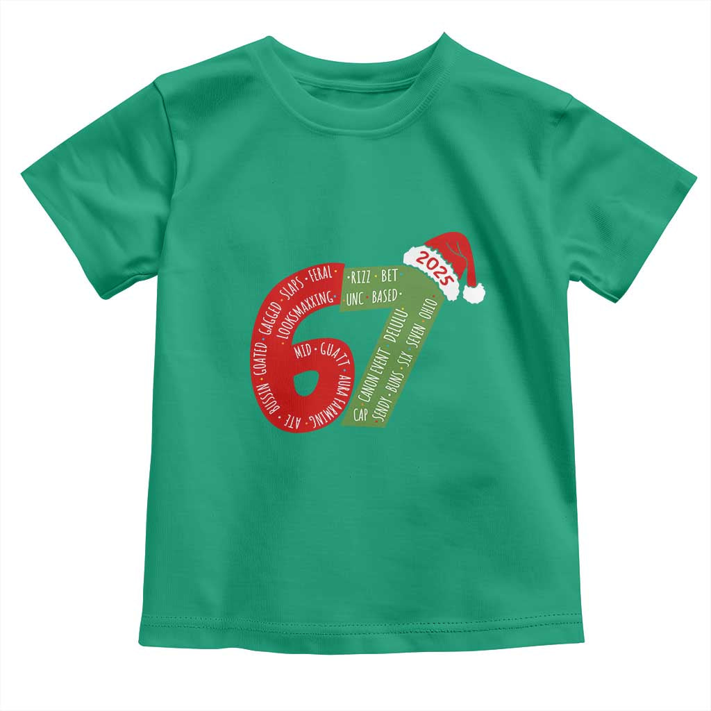 Funny 67 Christmas Toddler T Shirt Rizz Aura Farming Bussin Six Seven Meme Gen Alpha TS11 Irish Green Print Your Wear