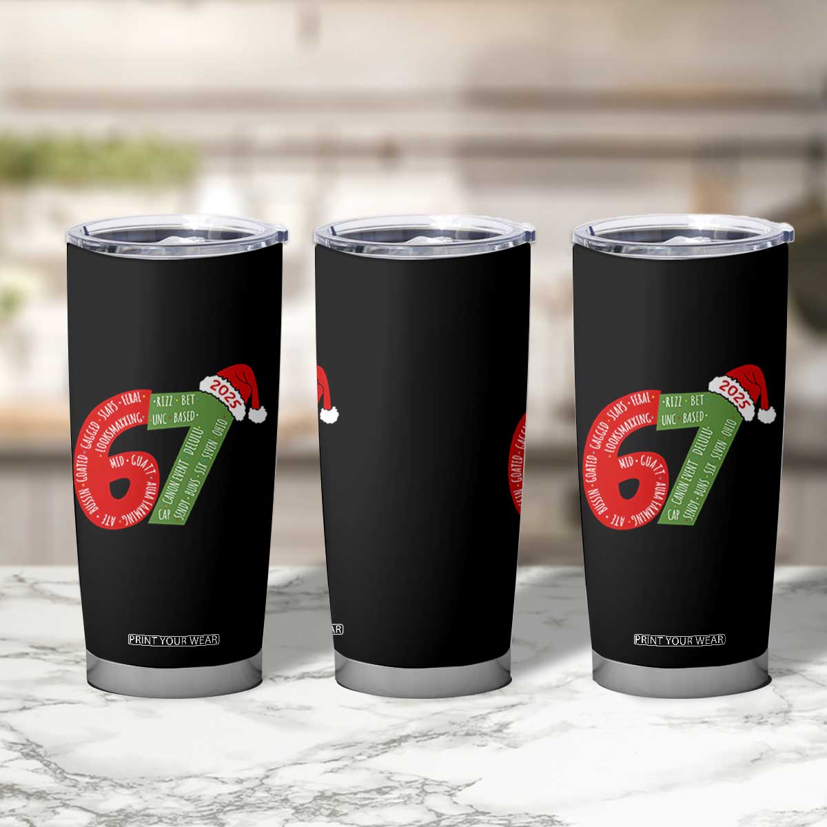 Funny 67 Christmas Tumbler Cup Rizz Aura Farming Bussin Six Seven Meme Gen Alpha TS11 Print Your Wear