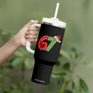 Funny 67 Christmas Tumbler With Handle Rizz Aura Farming Bussin Six Seven Meme Gen Alpha TS11 Print Your Wear