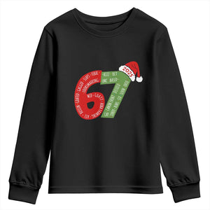 Funny 67 Christmas Youth Sweatshirt Rizz Aura Farming Bussin Six Seven Meme Gen Alpha TS11 Black Print Your Wear