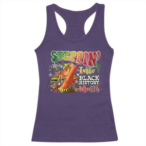 Steppin' Into Black History Month Racerback Tank Top African American Month Proud Melanin TS11 Purple Print Your Wear