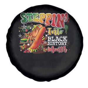 Steppin' Into Black History Month Spare Tire Cover African American Month Proud Melanin TS11 Print Your Wear