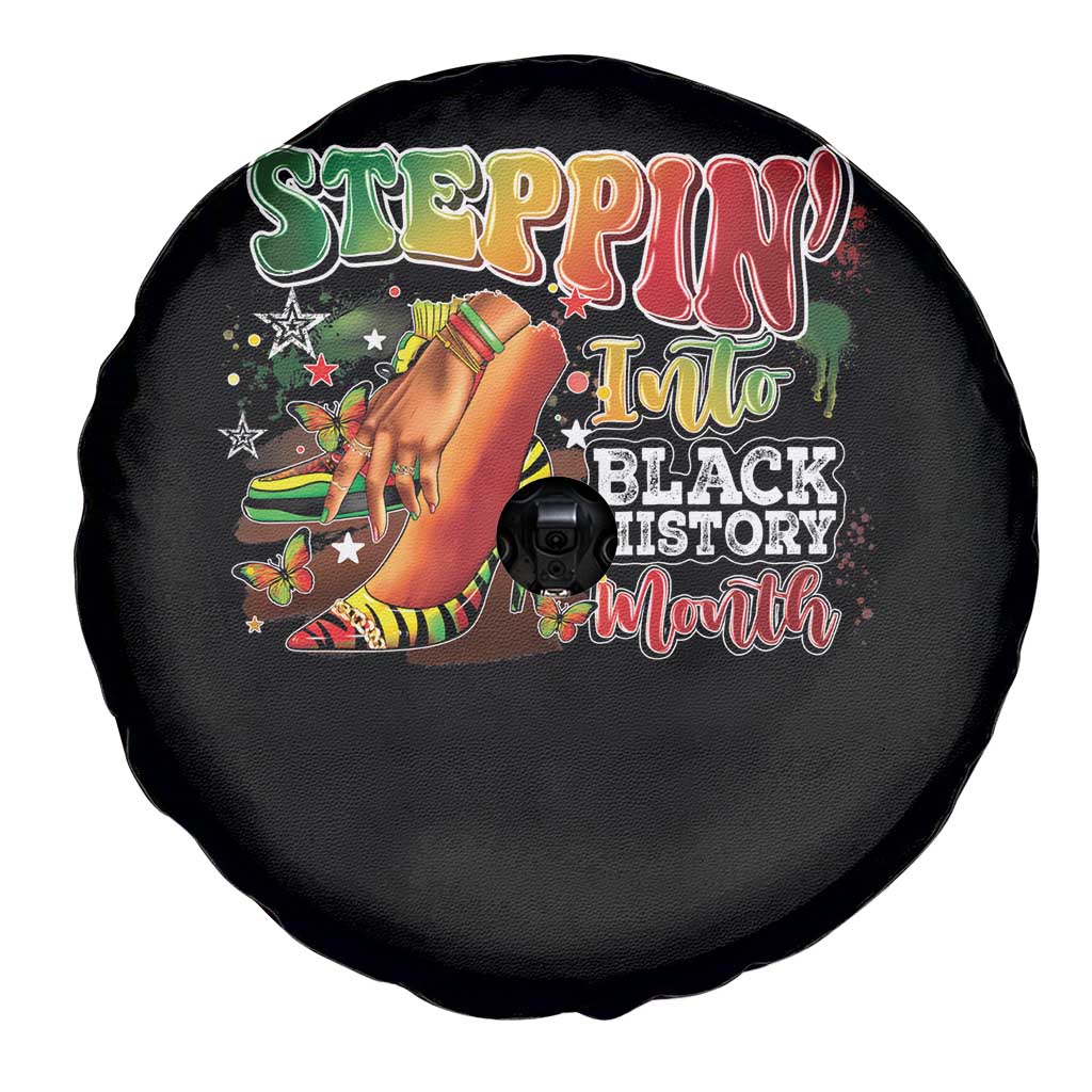 Steppin' Into Black History Month Spare Tire Cover African American Month Proud Melanin TS11 Print Your Wear