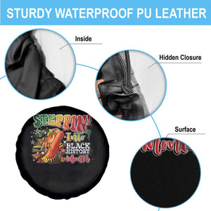Steppin' Into Black History Month Spare Tire Cover African American Month Proud Melanin TS11 Print Your Wear