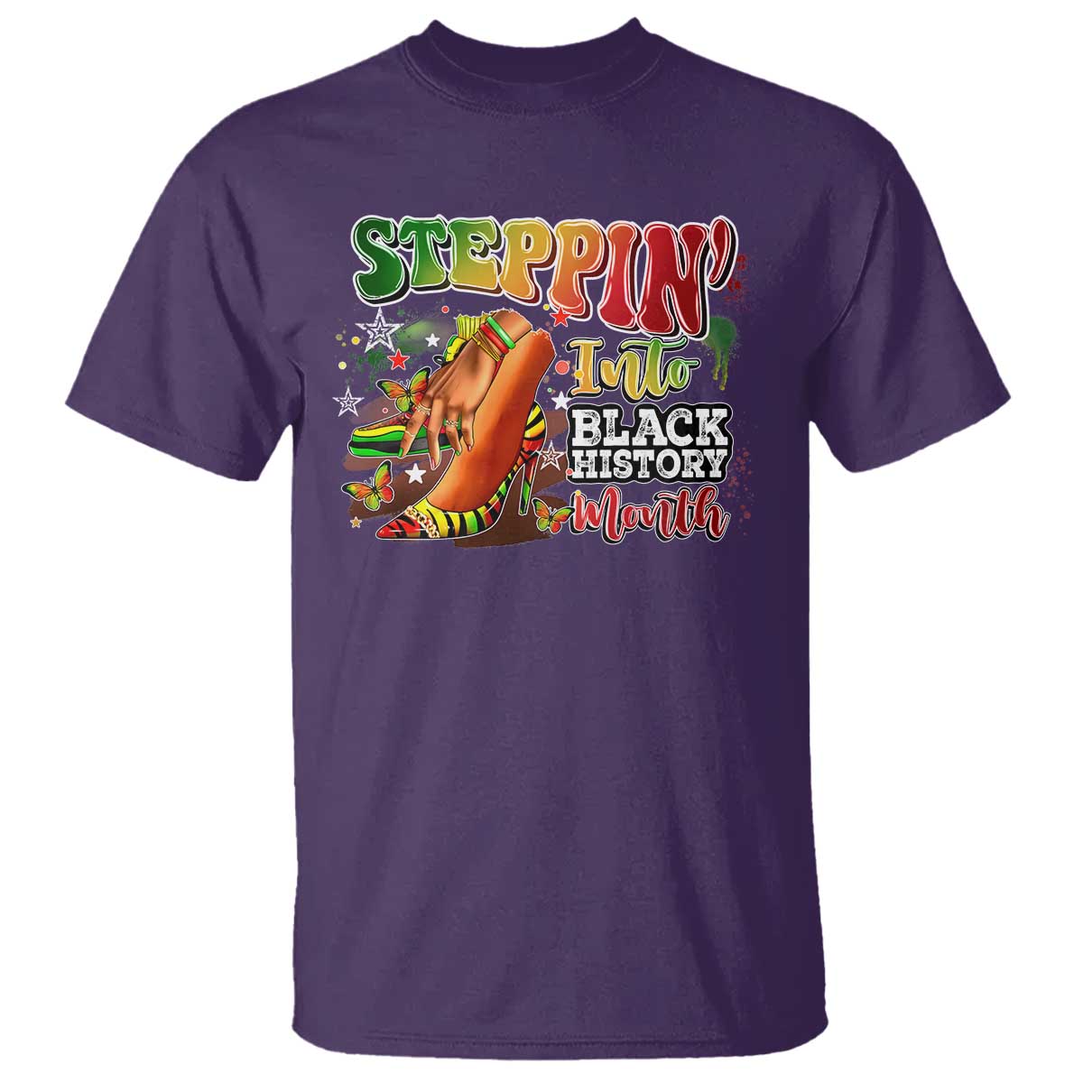 Steppin' Into Black History Month T Shirt African American Month Proud Melanin TS11 Purple Print Your Wear