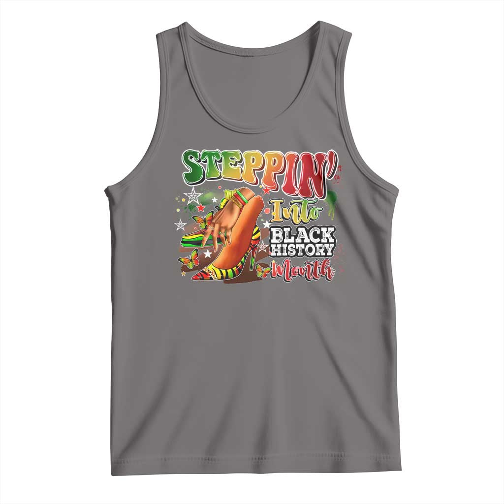 Steppin' Into Black History Month Tank Top African American Month Proud Melanin TS11 Deep Heather Print Your Wear
