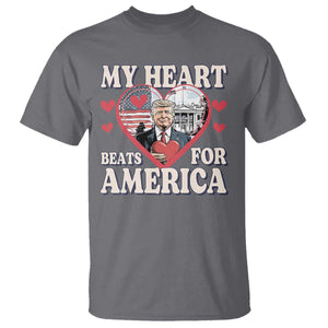 Funny Trump Valentine's Day T Shirt My Heart Beats For America White House TS11 Charcoal Print Your Wear