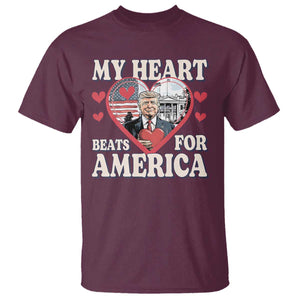 Funny Trump Valentine's Day T Shirt My Heart Beats For America White House TS11 Maroon Print Your Wear