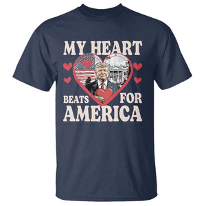 Funny Trump Valentine's Day T Shirt My Heart Beats For America White House TS11 Navy Print Your Wear